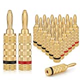 WGGE WG-3333 24k Gold Plated Speaker Banana Plugs-Closed Screw Type (12 Pairs (24 Plugs))