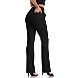 DAYOUNG Bootcut Yoga Pants for Women Tummy Control Workout Bootleg Pants High Waist, 4 Way Stretch Pants Y52-Black-M