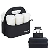 PACMAXI Drinks Carrier for Luggage, Drink Holder with Removable Dividers, Reusable Drink Carrier for Delivery, Traveling, Office, Picnic, Beach, BYOB Restaurant and Outdoor Activities (6 Cups, Black)