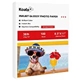 Koala Glossy Thin Inkjet Printer Paper for DIY Chip Bag and Print Brochure Flyer 8.5x11 Inches Glossy 100 Sheets 36LB