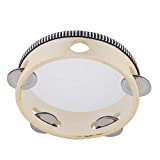 Hand Held Tambourine Drum 6 inch Bell Birch Metal Jingles Percussion Gift Musical Educational Drum Instrument for KTV Party Kids Games (6 inch)