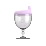 Crumye 5oz Wine Glass Sippy Cup for Baby Goblet Sippy Cup No Spill Plastic Wine Glass Baby Goblet Party Cup Anti-fall Beverage Mug with Lid for Baby Kids Holiday Birthday Party Celebration(Purple)