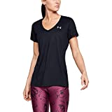 Under Armour Women's Tech V-Neck Short-Sleeve T-Shirt , Black (002)/Metallic Silver , X-Large