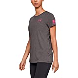 Under Armour Women's Freedom Flag T-Shirt , Charcoal Medium Heather (019)/Virtual Pink , Large