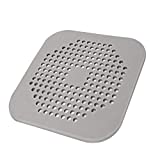 Drain Hair Catcher for Shower 5.7-inch TPR Cover Flat Silicone Plug for Bathroom and Kitchen Grey/White Filter Shower Drain Protection Flat Strainer Stopper with Suction Cups (Grey)