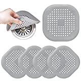 Square Drain Cover for Shower , 5 Pack TPR Drain Hair Catcher with Suction Cups, Shower Drain Filter Protection Hair Trap, Easy to Install Suitable for Bathroom Bathtub Shower Floor and Kitchen Sink