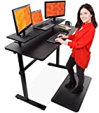 Stand Steady Tranzendesk 55 in Standing Desk with Clamp On Shelf | Easy Crank Height Adjustable Stand Up Workstation w/Attachable Monitor Riser | Holds 3 Monitors & Adds Extra Desk Space! (55&#148;/Black)