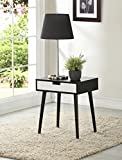 Black Color Hardwood End Side Table Nightstand with Drawer by Legacy Decor