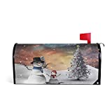 WOOR Snowy Snowman Christmas Tree Magnetic Mailbox Cover MailWraps Garden Yard Home Decor for Outside Standard Size-18"x 20.8"