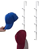 Modern White Metal Over-The-Door Hat Storage Rack/Display Hanger with 5 Hooks, Set of 2