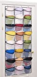 AOODA Hat Racks for Baseball Caps Organizer, Over The Door Hat Storage with 24 Clear Deep Elastic Mesh Pockets Cap Holder Hanger for Closet, White