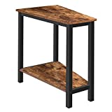 HOOBRO Wedge End Table, Recliner Wedge Side Table, Between Sofa, Chair, Wood Look Accent Table with Extra Bottom Shelf for Small Space, Condo, Apartment, Dormitory, Living Room, Rustic Brown BF64BZ01