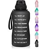128 oz/1 Gallon Water Bottle with Straw & Time Marker-BPA Free Big Motivational Sports Water Bottle Leakproof Large Tritan Frosted Plastic Gym Huge Water Jug for Women Men to Drink Enough Water Daily