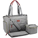 Breast Pump Bag, LOVEVOOK Diaper Bag Tote 3Pcs Set, Work Bag for Breastfeeding Mom with 15.6" Laptop Pocket, Cooler Bag & Changing Pad Fit Most Breast Pumps like Spectra S1/S2, Medela, Rainyb, Elvie