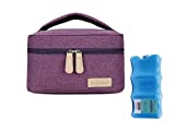 Breastmilk Cooler with Ice Pack Healthy Baby Daycare Set - Keep Food Warm or Cool for Go Out Lunch Bag-Large Capacity Storage for 6 Breastmilk Bottles in 5oz Bottle Tote Bags,Purple