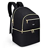 Breast Pump Bag Backpack with Cooler Compartment for Spectra S1,S2,Medela,Lansinoh Breast Pump,Cooler Bag, Breastmilk Bottles, Double Layer Breast Pump Carrying Bag for Working Moms Black XL by Lunies