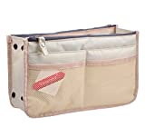 Vercord Updated Purse Handbag Organizer Insert Liner Bag in Bag 13 Pockets Milky Beige Medium