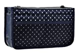 Vercord Purse Organizer Insert for Handbags Bag Organizers Inside Tote Pocketbook Women Nurse Nylon 13 Pockets Navy Blue Dot Small