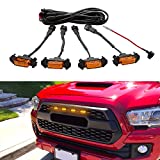 Seven Sparta Grill Led Lights 4 PCS with Fuse for 2016-2023 Aftermarket Toyota Tacoma TRD PRO Grille (Amber Shell with Amber Light)