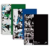 Viva Activa Creative College Ruled Spiral Notebook, 1 Subject, 100 Pages, 8.5” x 11”, Graffiti Design, 3 Pack (Black, Blue, Green)