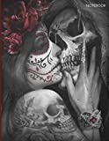 NOTEBOOK: Rose Skull notebook with 120 lined pages | Size 8.5 x 11” perfect for everyday use | Halloween journal | Composition notebook college ruled | Skull Design