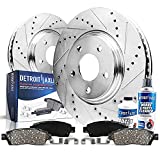 Detroit Axle - 4WD 5 Lug Front Drilled and Slotted Disc Rotors + Ceramic Brake Pads Replacement for 1997-2003 Ford F-150 - 6pc Set