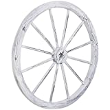 Sunnydaze Decorative Wooden Wagon Wheel - Natural Fir Wood - Rustic Western Indoor and Outdoor Decor - Ideal for Kitchen, Garden, Porch, Patio, Yard and Landscape - 29-Inch - White