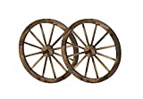 PierSurplus Present 24 in Steel-Rimmed Wooden Wagon Wheels - Decorative Wall Decor, Set of Two Product