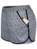 Blevonh Girls Athletic Shorts,Womens Plus Size Loose Running Clothing Training Exercising Fitness Relaxing Short Pants Mama Banded Waist Double Pockets Lightweight Basic Grey XXL