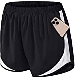 Fulbelle Running Shorts Women,Teen Girls White Workout Athletic Gym Yoga Hiking Sweat Short Pants Inner Tights Color Block Plus Size Basketball Clothes Undershorts Black X-Large