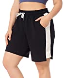 ZERDOCEAN Women's Plus Size Casual Athletic Shorts Lounge Yoga Pajama Sweat Shorts Black 2X