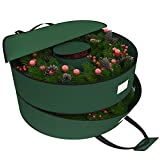 Brobery 30-Inch Double-Layer Christmas Wreath Storage Bag Durable Carrying Handle and Light String Storage Container Plastic Hard Made of 600D Oxford Fabric Waterproof and Dust-Proof