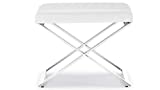 Zuri Furniture Modern Fenix Ottoman - White Leatherette with Polished Stainless Steel Base