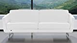 Zuri Furniture Modern Armondo Sofa in Two Tone White Microfiber Leather and Grey Accent