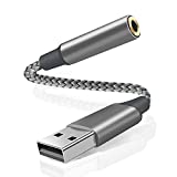 ARKTEK USB to Audio Jack Adapter, USB Sound Card Jack Audio Adapter with 3.5mm Aux Converter Compatible with Headset, PC, Laptop, Mac, Switch, Beats, PS4 and More Device (Grey)