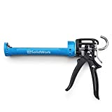 SolidWork Professional Hand Caulking Gun with Highest 24:1 Thrust Ratio | Caulk Gun for processing all 10oz Sealant and Adhesive Cartridges or Tubes | Drip-free Silicone Gun | Blue