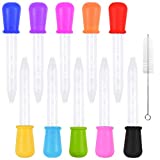 10 Pcs Liquid Droppers Pipettes with 1 Cleaning Brush, 5ML Silicone and Plastic Eyedropper Transfer Pipette with Scale for Children Kids Medicine Science Candy Gummy Molds Crafts (Multicolour)