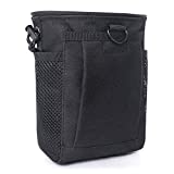 Tactical Molle Drawstring Magazine Dump Pouch, Adjustable Military Utility Belt Fanny Hip Holster Bag Outdoor Ammo Pouch (Black)
