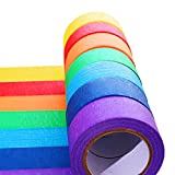 Colored Masking Tape, Rainbow Color Painters Tape Labelling Tape for Kids Fun Arts DIY, Identification,Cording,Moving Boxes,Home Decoration, Office Supplies（7pack)）