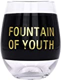 About Face Designs Fountain Of Youth In Gold 16 Ounce Clear Wine Glass