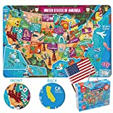 Kids Puzzle Toy Puzzles for Kids Ages 4-8 USA Map Floor Puzzle Raising Children Recognition &Promotes Hand-Eye Coordinatio (46Pcs)