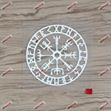 4'' Vegvisir Viking Runic Compass Decal Sticker Viking Odin Norse Vinyl White sda1