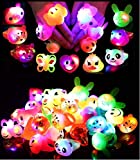 24 Pack LED Light Up Bumpy Rings Party Favors For Kids Prizes Box Toys For Birthday Classroom Rewards Treasure Box Prizes Toys Glow Party Supplies