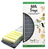 Breast Milk Freezer Storage Trays, 10-1oz Bars, 2 Gray Silicone Tray Containers w/Leak Resistant Lids,