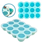 Baby Food Storage Container -12 Cup Silicone Baby Food Freezer Tray with Hard Lid,Food Grade Silicone,Perfect Food Container for Homemade Baby Food,Fruit Purees&Vegetables (Light Green)