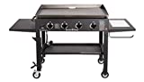 Blackstone 36" Cooking Station 4 Burner Propane Fuelled Restaurant Grade Professional 36 Inch Outdoor Flat Top Gas Griddle with Built in Cutting Board, Garbage Holder and Side Shelf (1825), Black