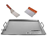 Griddle Flat Top Stainless Steel Grill Plancha Chef Pro Cooking Comal Heavy Duty 19 1/2"x13"