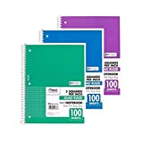 Mead Spiral Quad Ruled Notebook, 1 Subject 5 Squares per inch 100 Sheets (Colors May Vary) (3 Pack)