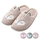 Tuiyata Cute Fox Animal Slippers for Women Mens Winter Warm Memory Foam Cotton Home Slippers Soft Plush Fleece Slip on House Slippers for Girls Indoor Outdoor Shoes…