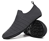 Hayeabi Lightweight House Slippers Rubber Soft Sole Slip On Indoor Home Sock Shoes for Womens Mens(Ha20002Grey35)